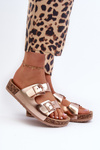 Women's Cork Platform Sandals with Golden Buckles