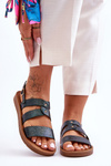 Women's Shiny Sandals Dark Green Catalia