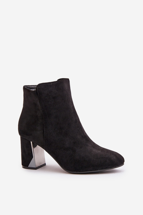 Insulated Ankle Boots With Block Heel And Mirror Element Black Silvare