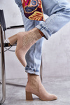Women's Suede Boots With a Sock Beige Montes