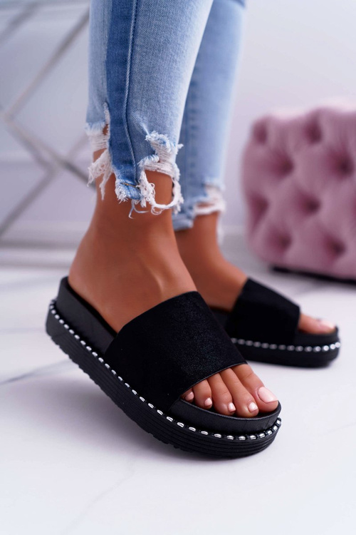 Women's High Flip Flops Black Kadela