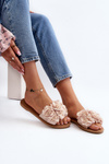 Women's Beige Flower Slippers Eelfan