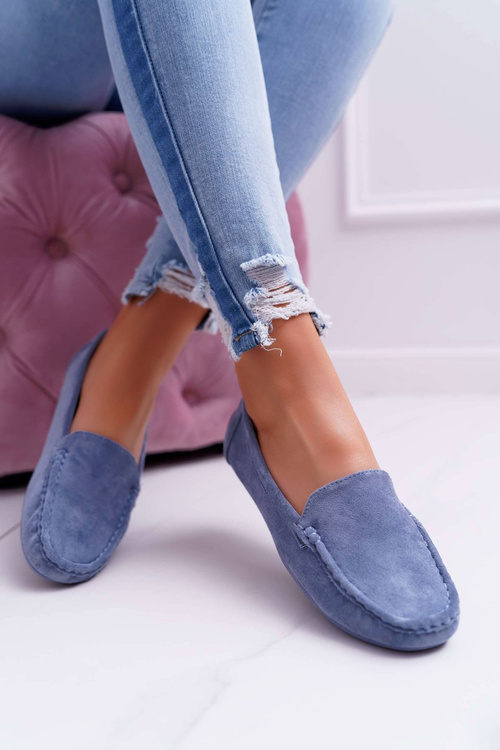 Women's Comfortable Eco-suede Moccasins Blue Lemma