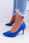 Ladies' Suede Pointed Heels Blue Cream