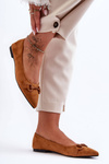 Decorated Suede Ballet Flats Brown Noldaia