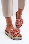 Women's Platform Sandals Adorned with Flowers Pink Nodina