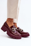 Women's Patent Loafers with Decoration Burgundy Arsaba