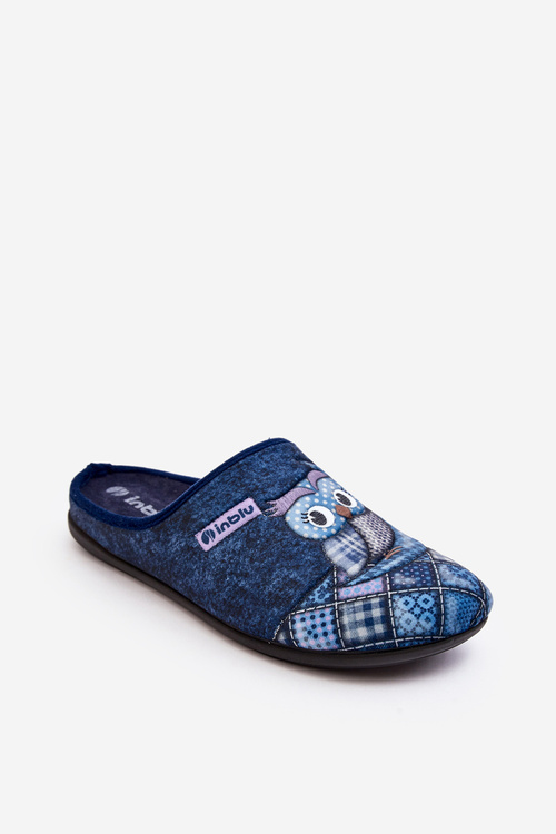 Klapki Kapcie Domowe Sowa Granatowe Inblu GF000018