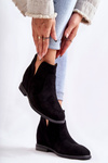 Suede Boots With Cut-outs On A Flat Heel Black Henriette