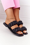 Leather Braided Slippers Black Love On Top