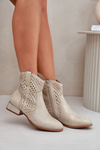 Lace Up Women's Ankle Boots With Low Heel Gold Neliawen