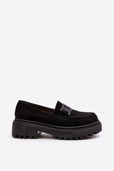 Women's Black Loafers With Chain Mevre
