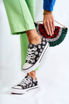 Women's Low Sneakers With Flowers Black Janey