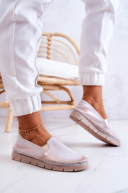 Women's Leather Slip-On Shoes Maciejka 03512-28 Light pink