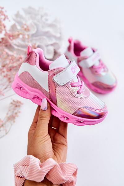 Children's Leather Sports Shoes White-Pink Loopsy
