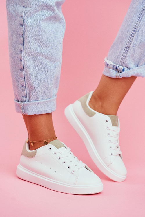 Women’s Sport Shoes White With a Green Heel Milly
