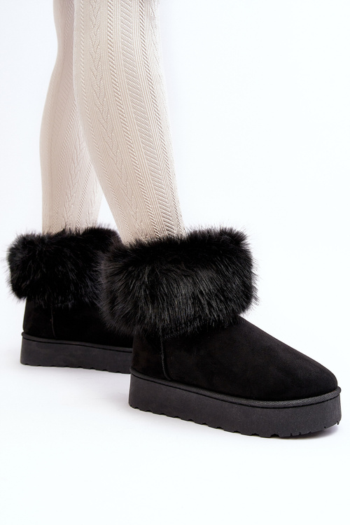 Women's Platform Snowboots with Fur Black Mancy