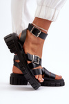 Women's Black Eco Leather Sandals with Straps Eladira