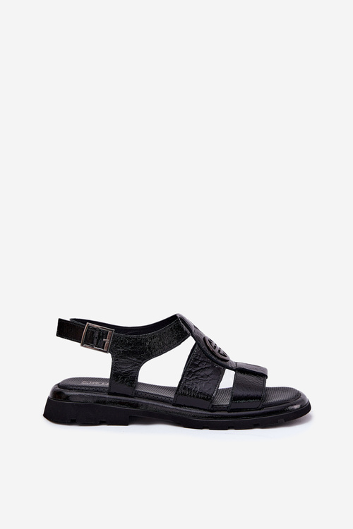 Leather Women's Sandals Patent With Decorative Detail Artiker 56C0691 Black