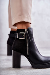 Leather Boots On High Heels With A Decorative Zipper Black Rosita