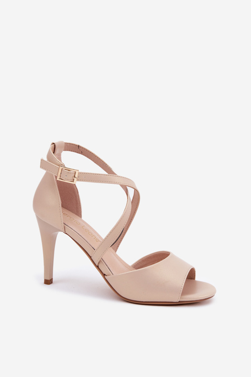 Sandały Modne Na Szpilce Złote Loressa