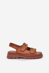 Eco leather sandals with buckles camel Vulinea