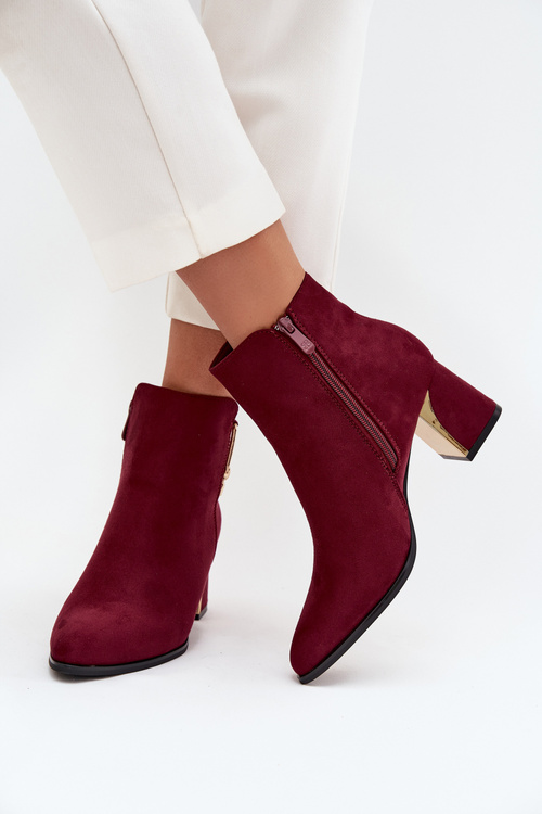 Women's heeled ankle boots with gold details Bordeaux Kalivra