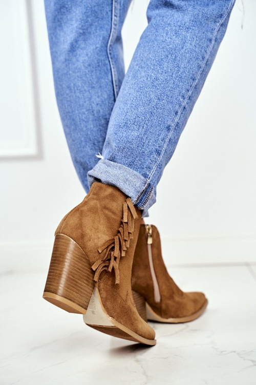 Women's Heeled Leather Boots Laura Messi Camel 2133