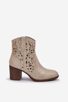 Perforated Ankle Boots With Block Heel Gold Nurissa