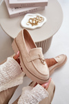 Ladies Eco Suede Moccasins With Decoration Verindalle Light Beige