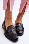 Leather Flat Heel Loafers Black Marra
