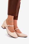 Lacquered Heels With Strap And Buckle Beige Savilae