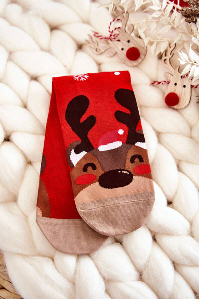 Women's Christmas Socks With Pattern reindeer Red