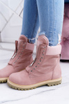 Lu Boo Women's Suede Timbers Powder Pink Trappers Zippers Nancy
