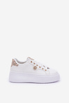 Eco Leather Sneakers On Platform With Golden Detail White-Beige Zingie
