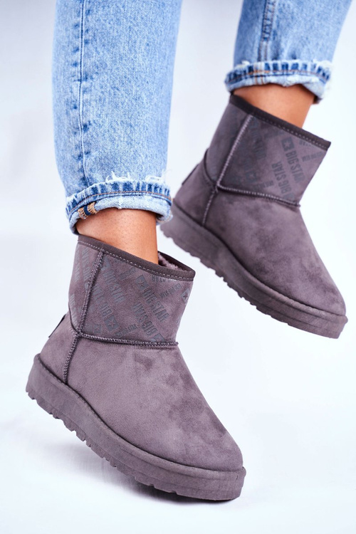 Damskie Śniegowce Ocieplane Szare Big Star GG274558