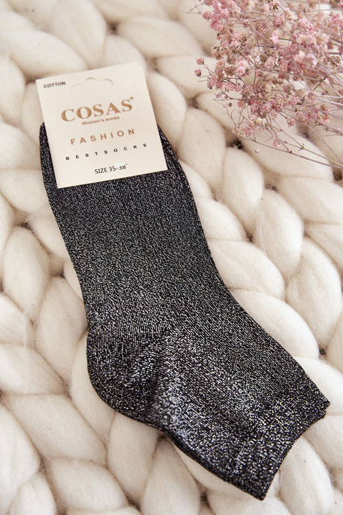 Women's Cotton Socks With Shiny Thread Cosas Black