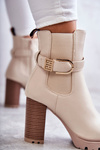 leather boots on a post with a decorative belt Beige Maresol