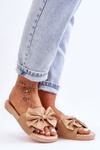 Fashionable women's slippers with a bow Beige Estera