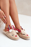 Christmas Slippers With Reindeer Motif Beige Sylaia