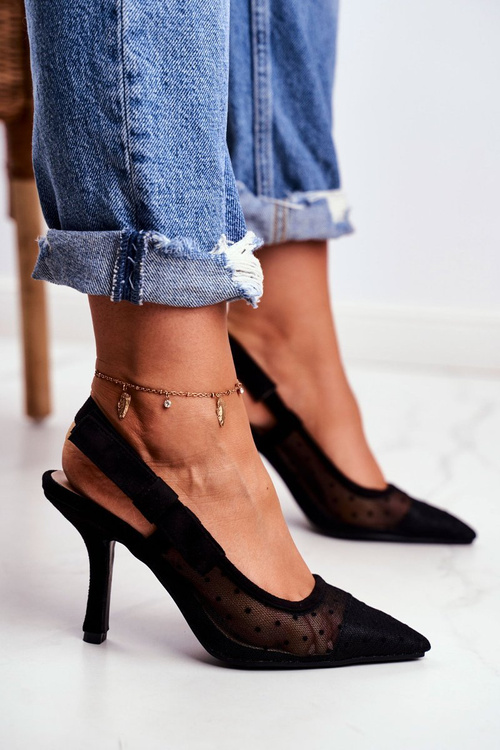 Women’s Stilettos With a Spiky Nose Mesh Black Lolita