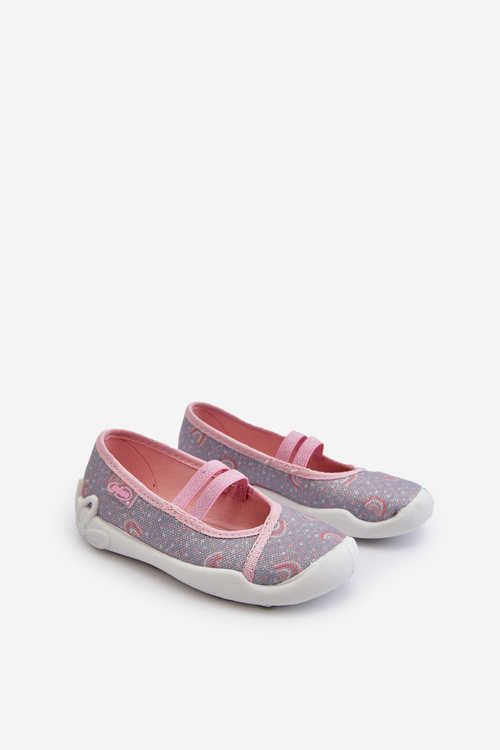 Slippers Ballerinas with Pattern Befado 116X328 Gray-Pink