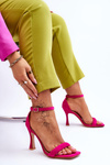 Women's Suede Heel Sandals Fuchsia Rousses