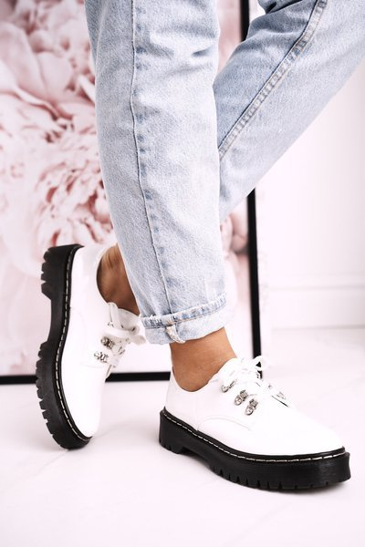 Women's Oxfords Brogues On Platform S.Barski HX15 Patent White