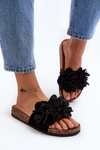 Women's Black Flower Slippers Lulania