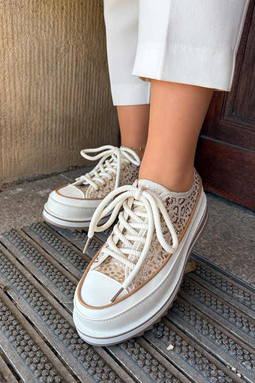 Womens Sneakers On Massive Platform S.Barski BF51-101 Beige