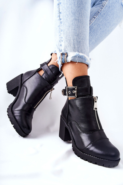 Boots On High Heel With Buckle Black Clive