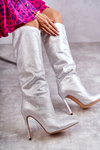 Fashionable Boots On High Heel With Cubic Zirconia Silver Lovisa