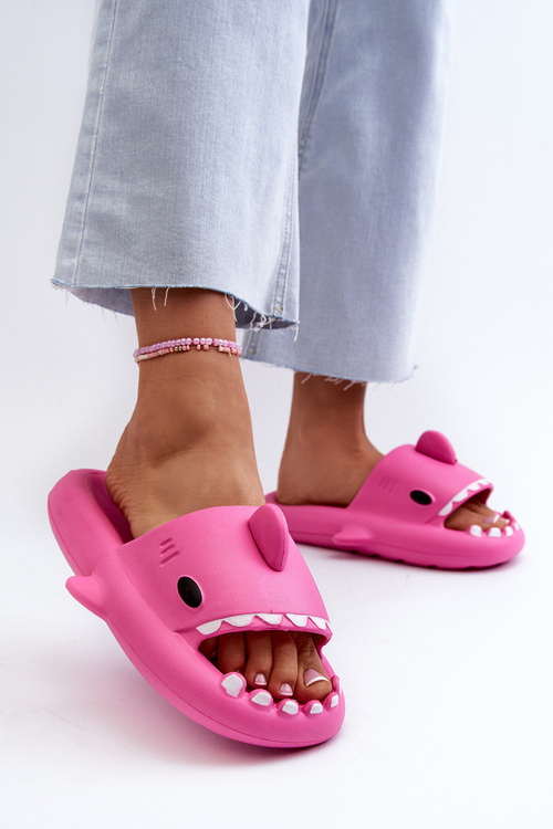 Women's Lightweight Foam Flip Flops with Shark Motif Fuchsia Kasila