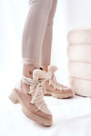 Leather Trapper Boots Tied Lewski Beige 3116